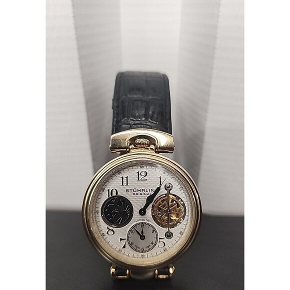 Stuhrling Original Skeleton back Open Heart Mens Automatic Watch  ST.91011 ROS - Picture 1 of 10